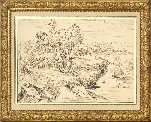 Landscape with Bathers (after Carracci), by Michel Corneille the Younger  - Paintings & Drawings Style Louis XIV