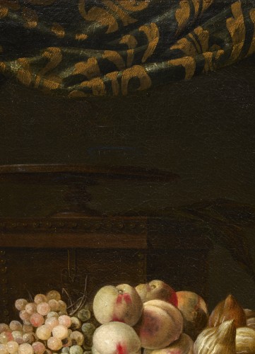 Composition à l'horloge, au plateau de fruits et aux fleurs par Adeodato Zuccati - Stéphane Renard Fine Art