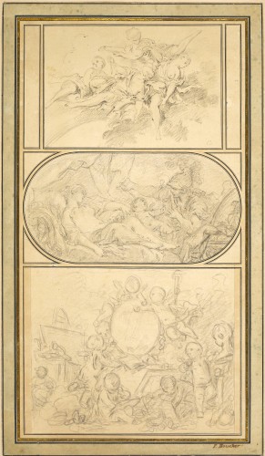 Three studies by François Boucher, in a mount by Jean-Baptiste Glomy