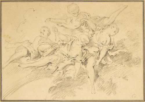 Paintings & Drawings  - Three studies by François Boucher, in a mount by Jean-Baptiste Glomy