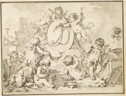 Antiquités - Trois dessins de François Boucher, dans un montage de Jean-Baptiste Glomy