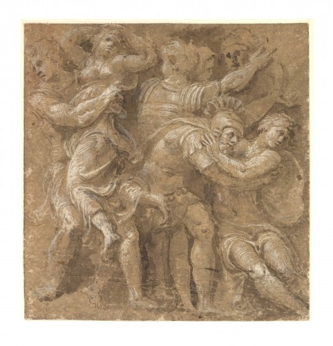 L’Enlèvement des Sabines, un dessin de Biagio Pupini, d&#039;après Polidoro da Caravaggio
