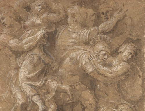 Tableaux et dessins Dessin, Aquarelle & Pastel - L’Enlèvement des Sabines, un dessin de Biagio Pupini, d'après Polidoro da Caravaggio