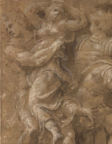 Renaissance - L’Enlèvement des Sabines, un dessin de Biagio Pupini, d'après Polidoro da Caravaggio