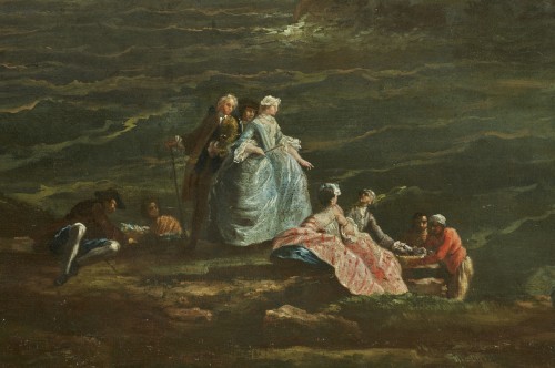 Tableaux et dessins Tableaux XVIIIe siècle - L'arrivée de l'orage, un paysage atmosphérique par un élève de Joseph Vernet