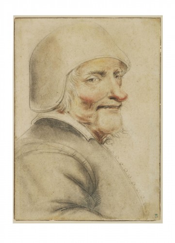 Portrait d’homme de trois quarts, coiffé d’un bonnet, par Lagneau