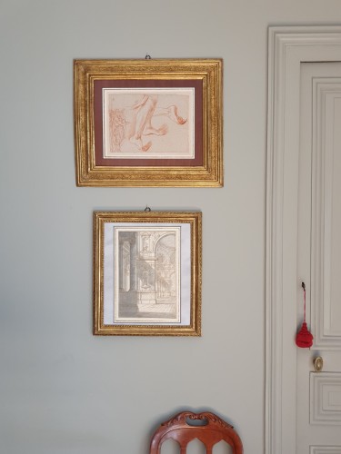 XVIIIe siècle - Intérieur baroque, un dessin attribué à Francesco Battaglioli