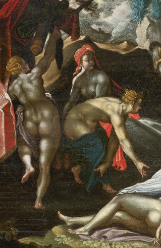 Tableaux et dessins Tableaux XVIIe siècle - Diane et Actéon, un tableau maniériste inspiré par le tableau d'Heintz l'Ancien