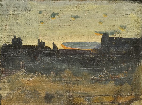 19th century - Four Landscape Studies, an unusual and slighty disconcerting painting by He