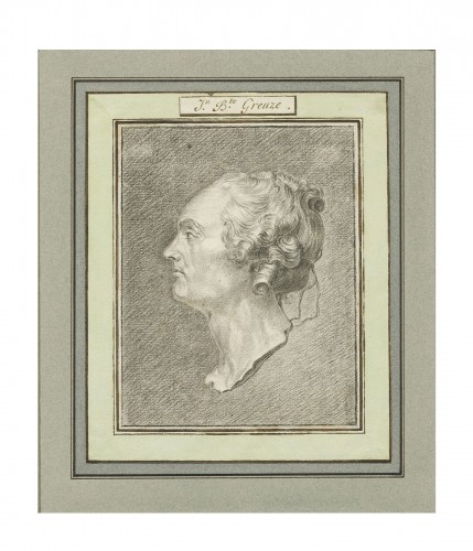 Dessin préparatoire à la gravure de Flipart d'après l'autoportrait de Greuze