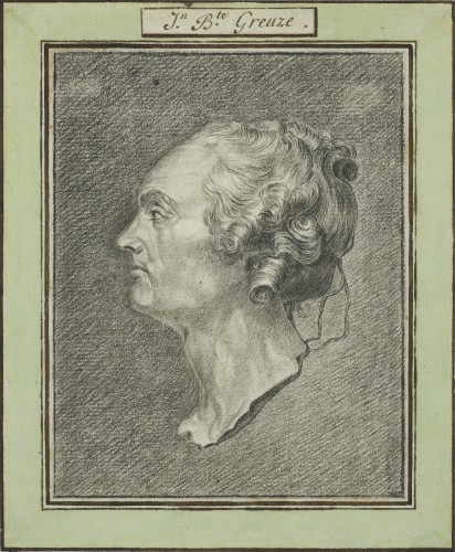 Preparatory drawing by J.J. Flipart after J.B Greuze&#039;s self-portrait - Paintings & Drawings Style Louis XV