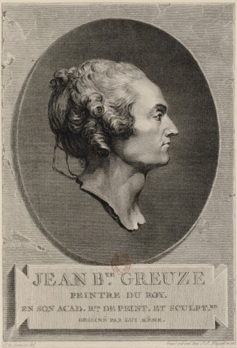 Dessin préparatoire à la gravure de Flipart d'après l'autoportrait de Greuze - Louis XV