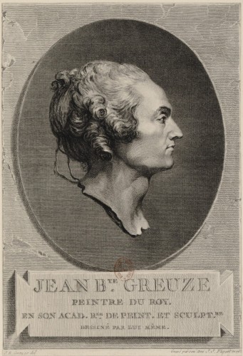 Preparatory drawing by J.J. Flipart after J.B Greuze&#039;s self-portrait - Louis XV