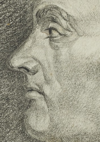 Louis XV - Dessin préparatoire à la gravure de Flipart d'après l'autoportrait de Greuze