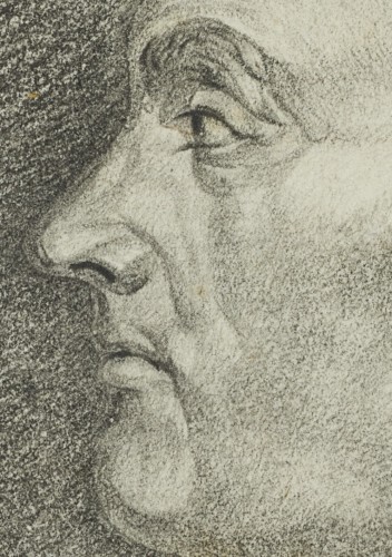 Louis XV - Preparatory drawing by J.J. Flipart after J.B Greuze&#039;s self-portrait