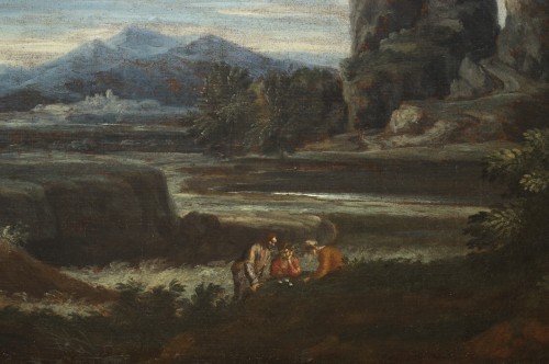 Tableaux et dessins Tableaux XVIIe siècle - Paysage aux joueurs d'osselets par Gaspard Dughet (1615 - 1675)