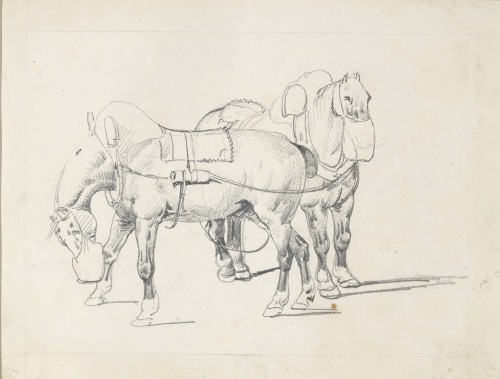 Feuille d’étude de chevaux double face par Théodore Géricault (1791-1924) - Tableaux et dessins Style Restauration - Charles X