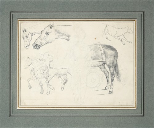 XIXe siècle - Feuille d’étude de chevaux double face par Théodore Géricault (1791-1924)