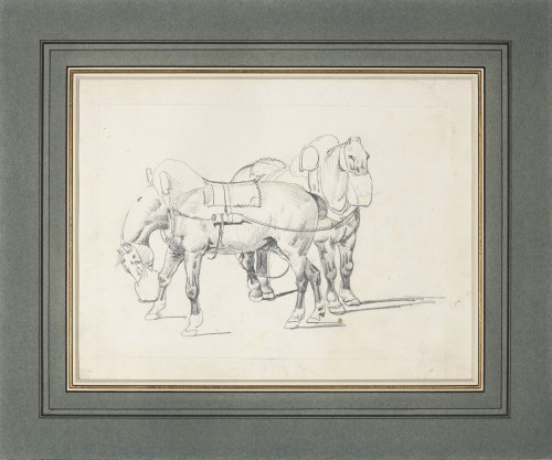 Feuille d’étude de chevaux double face par Théodore Géricault (1791-1924) - Restauration - Charles X
