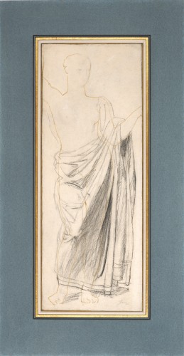 Tableaux et dessins Dessin, Aquarelle & Pastel - Astrée, une étude de Jean-Dominique Ingres pour la fresque de L'âge d'or à Dampierre