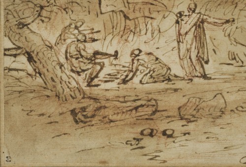 Un grand dessin de paysage éxécuté en Italie vers 1630 par un artiste Flamand - Tableaux et dessins Style 