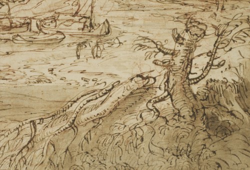 Un grand dessin de paysage éxécuté en Italie vers 1630 par un artiste Flamand - Stéphane Renard Fine Art