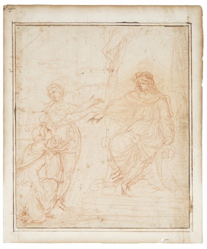 Paintings & Drawings  - Study for the Judgment of Solomon, a red chalk drawing by Simone Cantarini