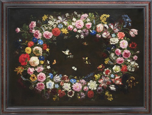 Flower Garland by Giovanni Stanchi the most Flemish Italian flower painter