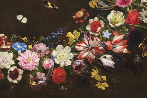 Tableaux et dessins Tableaux XVIIe siècle - Une Guirlande de fleurs - Giovanni Stanchi (1608 - après 1675)