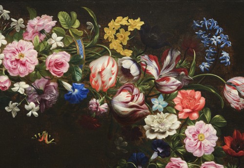 17th century - Flower Garland by Giovanni Stanchi the most Flemish Italian flower painter