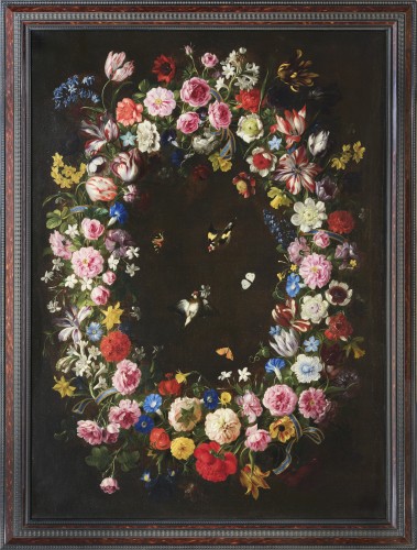 Antiquités - Flower Garland by Giovanni Stanchi the most Flemish Italian flower painter