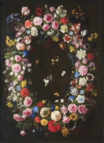 Antiquités - Flower Garland by Giovanni Stanchi the most Flemish Italian flower painter