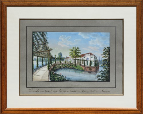 Paintings & Drawings  - View of Sagan Ducal Park Orangery by E. Hackert circa 1850