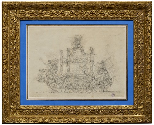 Étude de bateau de régate vénitienne attribuée à Alessandro Mauro - Tableaux et dessins Style 