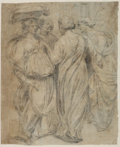 Four Women, a drawing by Francesco Furini (after L. Ghiberti's bas-relief) 