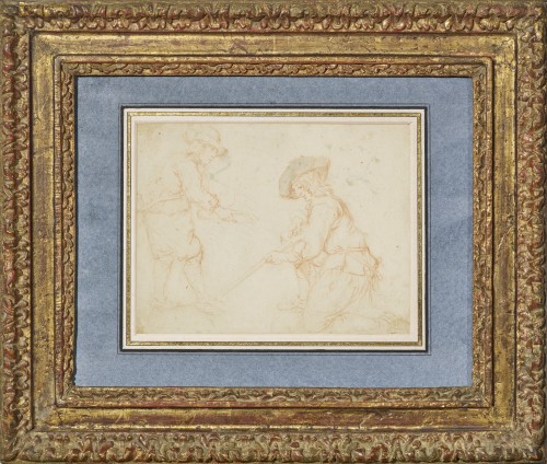 Étude pour une scène de chasse : le trophée, une sanguine attribuée à Karel du Jardin - Tableaux et dessins Style 