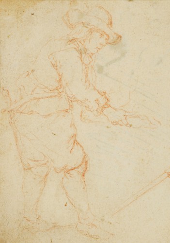 Étude pour une scène de chasse : le trophée, une sanguine attribuée à Karel du Jardin - Stéphane Renard Fine Art