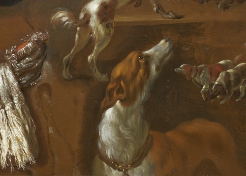 Etude de dix chiens et d'une étole, un panneau attribué à Jan Weenix - Stéphane Renard Fine Art