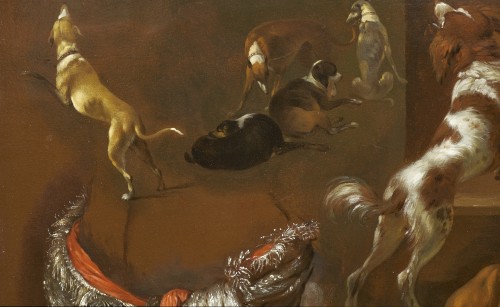 Etude de dix chiens et d'une étole, un panneau attribué à Jan Weenix - 