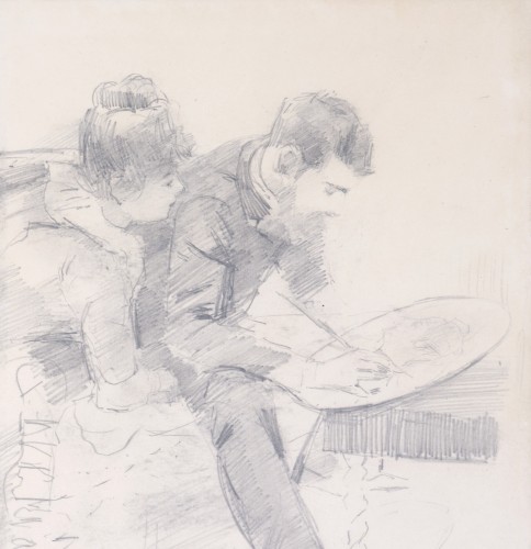 Paintings & Drawings  - Portrait of Paul-César Helleu painting a dish - Rafael de Ochoa y Madrazo (1858-135)
