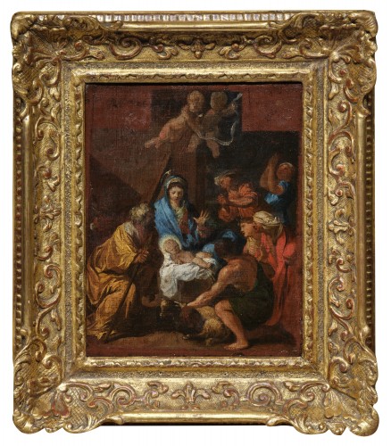A first thought for Nicolas Loir&#039;s Adoration of the Shepherds at the Louvre - Paintings & Drawings Style Louis XIV