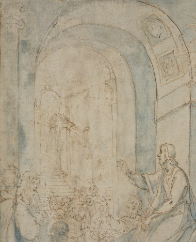 XVIIe siècle - L'entrée du Christ dans Jérusalem un dessin préparatoire du Cigoli (ca. 1605)