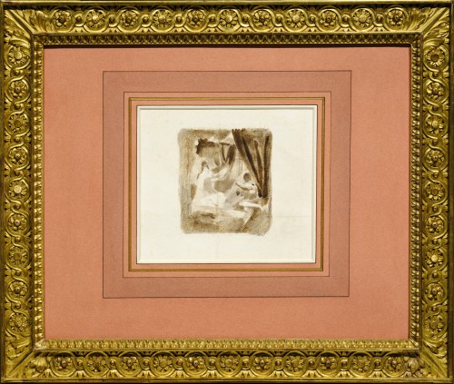 Une étude préparatoire d'Eugène Delacroix au dos de l'une de ses estampes - Tableaux et dessins Style Restauration - Charles X