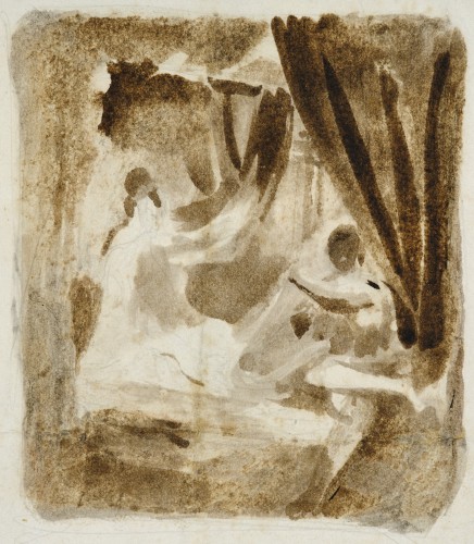 XIXe siècle - Une étude préparatoire d'Eugène Delacroix au dos de l'une de ses estampes