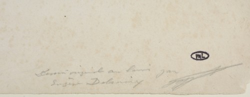 Une étude préparatoire d'Eugène Delacroix au dos de l'une de ses estampes - Restauration - Charles X