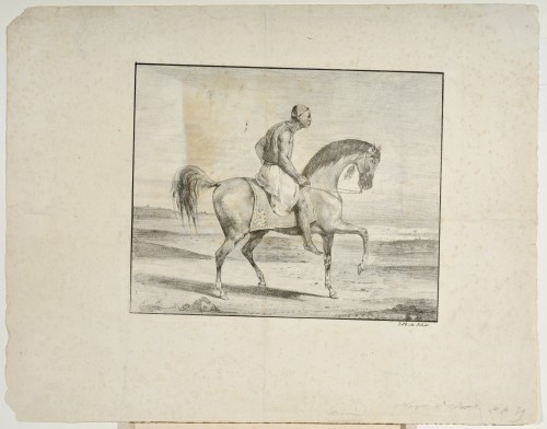 Restauration - Charles X - Une étude préparatoire d'Eugène Delacroix au dos de l'une de ses estampes