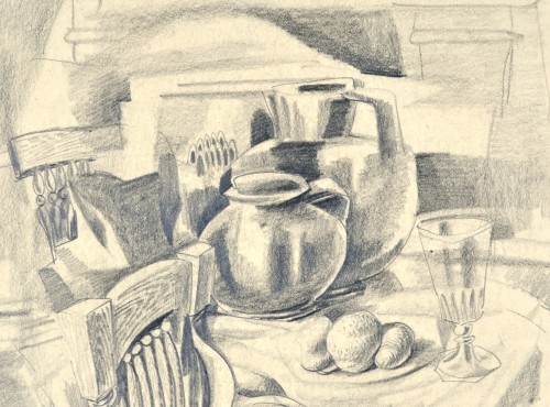 A cubist Bodegón from the 30's by the Andalusian artist Ismael de La Serna - 