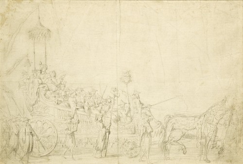 Une rare étude pour "La Mascarade Chinoise", le premier envoi de Rome de JBM Pierre