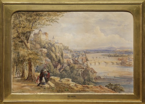 Une Vue du château et de la ville de Pau par le paysagiste anglais William Oliver