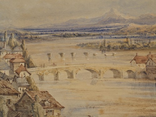 Une Vue du château et de la ville de Pau par le paysagiste anglais William Oliver - Stéphane Renard Fine Art